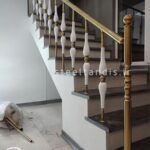 نرده استیل و چوبی سفید