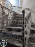 نرده پایه سفید چوبی استیل