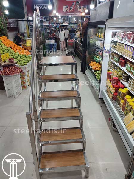 پلکان 6 پله ای استیل فروشگاهی
