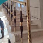 نرده طرح چوب استیل با پایه اشکی