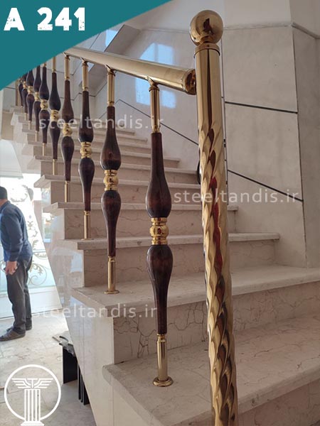 نرده طرح چوب استیل با پایه اشکی